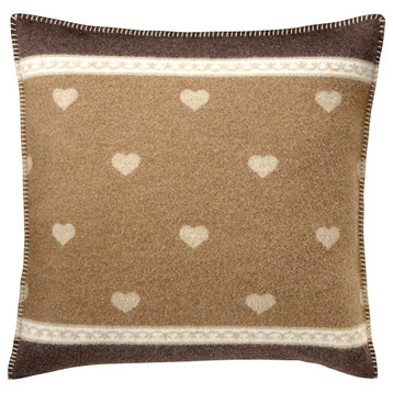 Boiled Wool Toile Pillow 17" x 17" A HEART1, Brown