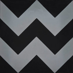 Moroccan Mosaic and Tile House - Jerada Handmade Cement Tile, Black/Gray, Sample - Wall And Floor Tile