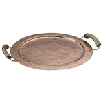 Ben & Lael - Round Tray With Handles, Copper, 22" - Our sturdy hand hammered tray will make a wonderful presentation platter in any home. Great for serving refreshing cocktails by the pool or for homestyle barbecue. The uses for this piece are limitless.