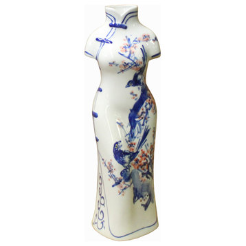 Chinese Blue White Porcelain Lady Dress Shape Vase Hws1102