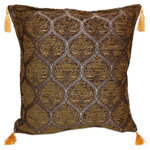 Bareen's Designer Rugs - Trellis Myrtus Chenille Decorative Contemporary Turkish Pillow, Green - Embellish your home with this timeless casual chic Turkish decorative throw pillow. Handmade Jacquard woven on heavy Chenille fabric in a Turkish classic design inspired by an antique oriental tapestry, these exquisite pillows are a perfect addition to any decor. Made in a beautiful vibrant color pallet these beautiful pillows are double sided with a beautiful repetitive geometrical, naturalistic floral and traditional pattern. Masterfully artisan-crafted with a contemporary fashion palette producing bold intricate sharp patterns makes these decorative pillows a standout piece in any decor.