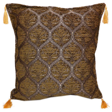 Trellis Myrtus Chenille Decorative Contemporary Turkish Pillow, Green