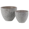Urban Trends Cement Set Of Two Round Pot With Gray Finish 54101