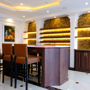 Tủ bếp Gỗ Óc chó phong cách Tân cổ điển (Walnut kitchen cabinets - Indochina)