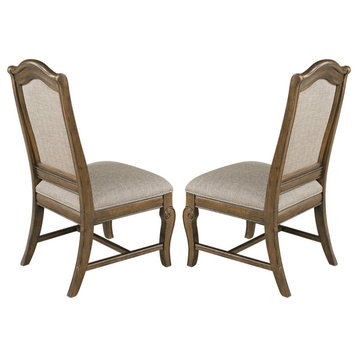 Kincaid Portolone Herringbone Upholstered Side Chairs, Rich Truffle, Set of 2