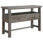 Lorino Home - Blevins Buffet, Weathered Gray - The Blevins buffet is the ultimate farmhouse-meets-modern option for a relaxed, lived in vibe, featuring large open shelf and two drawers