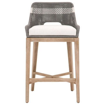 Essentials For Living Woven Tapestry Barstool, Natural Gray Mahogany