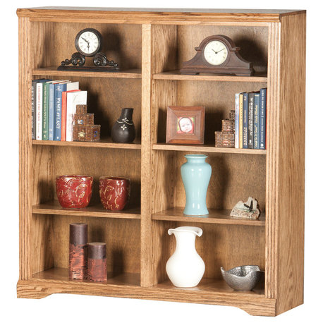 Oak Ridge, 48" Tall, Double Wide Bookcase, Medium Light Oak