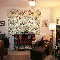 Roman Shade Variations:  Slatted Flat Roman Shade, lowered - Roman Shades