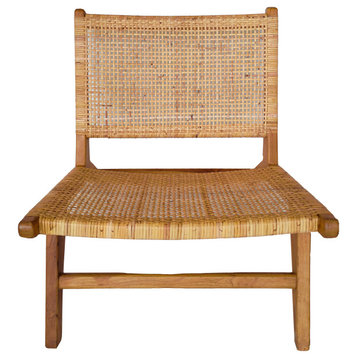 Netty Teak and Woven Rattan Accent Chair, Natural