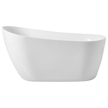 54 Inch Soaking Single Slipper Bathtub In Glossy White