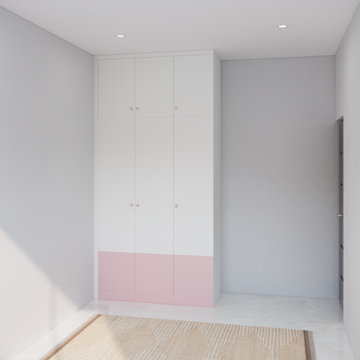 Kids' Room Wardrobe with Pink Accent