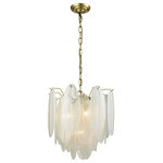 ELK Home - Elk Home Hush 4-Light Chandelier, Small, White - Our highly elegant Hush series Chandelier pairs a soft cascade of translucent glass ellipses with immaculate Aged Gold hardware. Beautifully handcrafted with an alluring Updated Jazz Age aesthetic. #ClassicChic