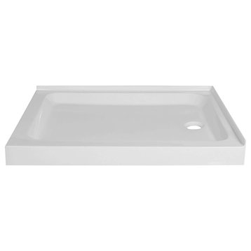 Fine Fixtures Double Threshold Acrylic Shower Base, 42 X 30, Right Hand