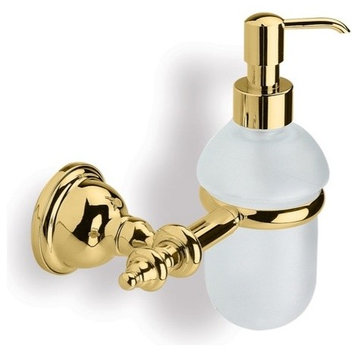 Classic Style Wall Mounted Glass Soap Dispenser, Gold
