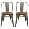 Tradd Metal and Wood Bistro Side Chairs, Set of 4, Distressed