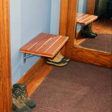 Teak Wood Wall Mount Fold-Down Bench