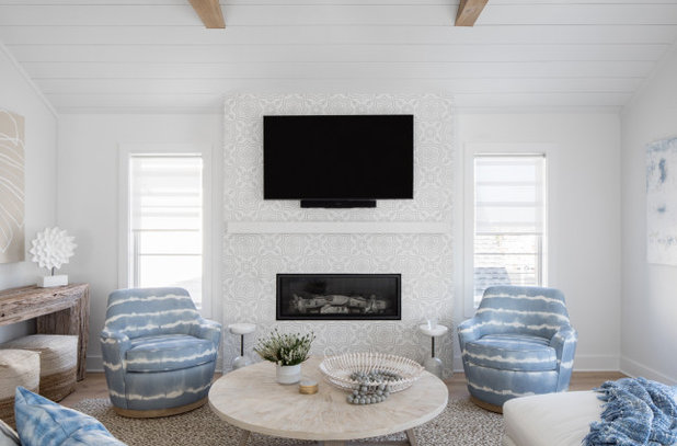Beach Style Family Room by k+co LIVING - Interiors by Karen B Wolf