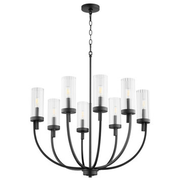 Quorum Ladin 8-Light Chandelier 601-8-69, Textured Black With Clear Glass