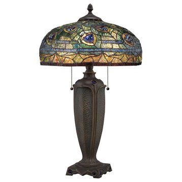 Luxury Old Tiffany World Table Lamp, Bronze, UQL7032