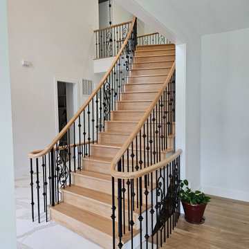 Project #120 | White Oak Staircase with Iron Balusters