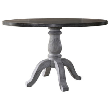 Rustic White Farmhouse Style Round Dining Table