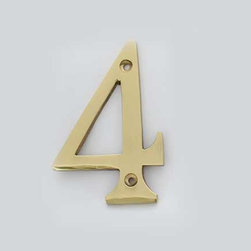 Cool House Numbers Solid Brass 3 Inch (100mm) Door Number 4 #2274 - House Numbers