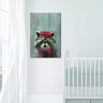 "Raccoon the Painter" Painting Print on Wrapped Canvas
