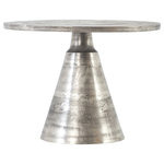 Four Hands - Mina Bistro Table-Raw Antique Nickel - Modern-industrial styling lets in a glimmer of sheen. Solid aluminum is finished in raw antique nickel for a visually-arresting takeaway with natural character. A stylized spin on the classic pedestal shape. Safe for outdoors. Cover or store indoors during inclement weather and when not in use.