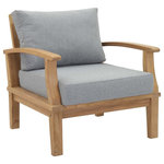 Modway Furniture - Marina Outdoor Patio Teak Armchair, Natural Gray - Harbor your greatest expectations with this luxurious solid teak wood outdoor set. Marina has a seating arrangement perfect for every member of your crew as you breathe the fresh, crisp air of a day spent with friends and family. Known for its natural ability to withstand extreme weather conditions, teak is the wood selection of choice for long-lasting outdoor furnishings. Now you can enjoy Marinaes durable construction and all-weather cushions, alongside a modern design that persistently looks new and welcoming. Zoom in on the product image before you, and see the exquisite texture and detail for yourself.