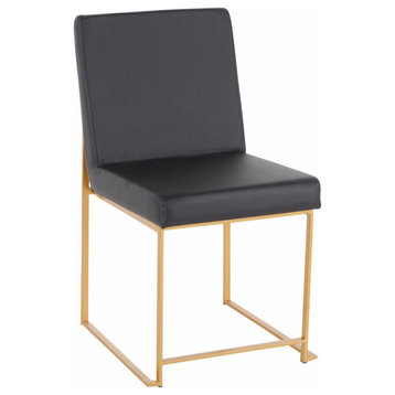 Set of 2 Dining Chair, Stainless steel Frame With Padded Seat & Back, Black/Gold