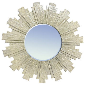 Sunburst Mother of Pearl Framed Mirror, 33"x33"