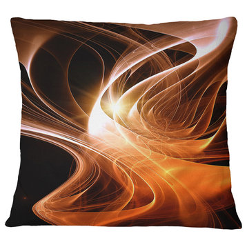 Orange 3D Shaped Fractal Design Contemporary Abstract Throw Pillow, 16"x16"