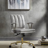Damir Office Chair, Vintage White Top Grain Leather and Chrome