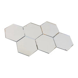 GBM Manufacturing - Reflections Hexagon Mirror 8x8 Beveled Glass Tile,Peel & Stick, Set of 50 - Mosaic Tile