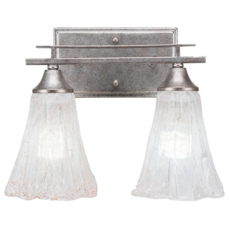 Uptowne 2-Light Bath Bar, Aged Silver/Fluted Italian Ice