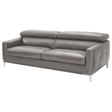 Divani Casa Natalia Modern Metal & Leather Upholstered Sofa in Dark Gray