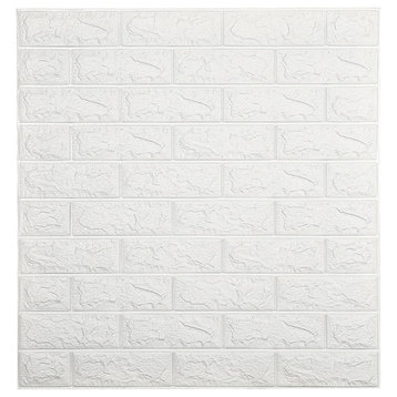 Off White Abstract Brick 3D Wall Panels, Set of 10, Covers 58 Sq Ft