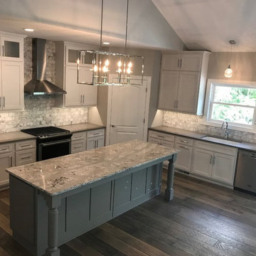 Koch Cabinets Prairie Painted White Maple MSI Fossil Grey Cambria Summerhill