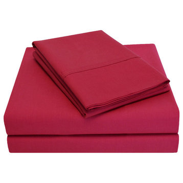 Superior Cotton Percale Deep Pocket Sheet Set, Burgundy, King Sheets