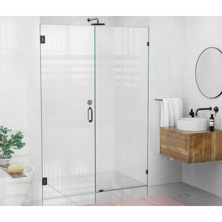 78"x58" Frameless Shower Door Wall Hinge, Matte Black