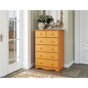 100% Solid Wood 4+2 or 6-Drawer Chest, Honey Pine