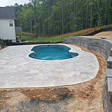The Oasis Fiberglass Pool Model With Retaining Wall