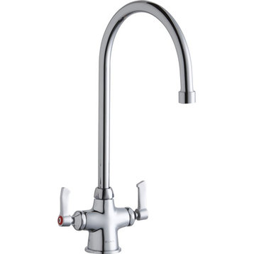 Elkay 1 Hole With Concealed Deck Faucet With 8" Gooseneck Spout 2" Lever Handles