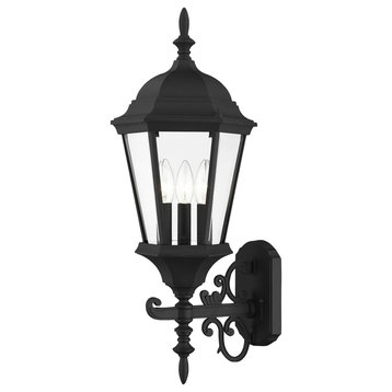Textured Black Traditional, Historical, Outdoor Wall Lantern