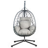 Leisuremod Summit Outdoor Egg Swing Chair in Gray Steel Frame, Gray