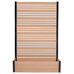 Enclo Privacy Screens - 6ft Florence Freestanding WoodTek Vinyl Screen w/ Planter Box (1 Screen) (Cedar) - Become the envy of your neighborhood with the 6’ high Florence Freestanding WoodTek Vinyl Privacy Screen and Planter Box Kit.  You will receive unassembled materials for 1 screen with planter box with your purchase. Functionality meets sophistication as you conceal unsightly yard items while growing beautiful plants and flowers.  Designed using our state of the art WoodTek technology, this slatted privacy screen and planter box is made of weather resistant PVC that gives off the appearance of wood and is easy to maintain and clean since it is made of vinyl.  The EC18024 comes in a cedar color and is perfect for hiding garbage bins, air conditioning units, children’s play toys, and so much more!  Have a deck or patio, this is a great decorative piece that will add value and beauty to your outdoor space.  This privacy screen and planter box is freestanding which means you don’t have to worry about digging up your yard or pouring concrete.  Each box contains unassembled materials for one screen and planter box that assembles in approximately 60 minutes.  The powder coated aluminum posts not only provide stability for the screen and planter box but also prevent any sort of rusting or weathering to the unit. The assembled unit (privacy screen and planter box) measures 72” in height by 46” in width by 13” long.  The measurements of the planter box are 11” H x 46” W x 13” L and provides plenty of space for flowers and plants to accompany your screen.  The planter box holds roughly 2.33 cubic ft (70 qts) of soil.  Multiple units can be purchased to create a picturesque enclosure for your deck, patio, or other outdoor space.  We also offer the exact same product in a chic WoodTek Vinyl ash finish that can be found by searching SKU EC18025. If you are interested in a 4’ high version of this product, a cedar color version can be found by searching SKU EC18006 and an ash color version can be found by searching SKU EC18007.
