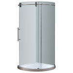 Aston - Orbitus 36"x36"x77.5" Frameless Round Shower Enclosure+Base Stainless Left Open - The SEN980 Completely Frameless Round Shower Door Enclosure is a engineering masterpiece that will instantly upgrade the style and feel of your bath. Constructed of durable 8mm ANSI-certified tempered clear glass, 4-wheel industrial chic smooth sliding mechanism, stainless steel or chrome finish hardware, and premium clear leak-seal edge strips, the SEN980 is the optimal, beautiful choice for a corner shower renovation . This model includes the matching 2.5