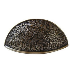 Inviting Home Inc. - Saddleworth Bin Pull, Antique-Style Brass - Cabinet And Drawer Handle Pulls