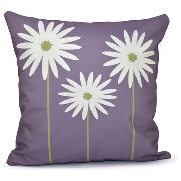 Daisy May Floral Print Outdoor Pillow, Hyacinth, 18"x18"